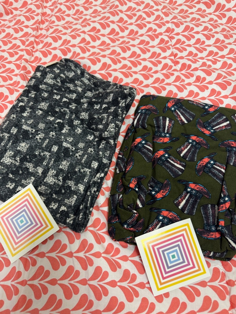 NWT Lularoe Lot of 2 Leggings Patriotic Women’s Tall & Curvy T/C
